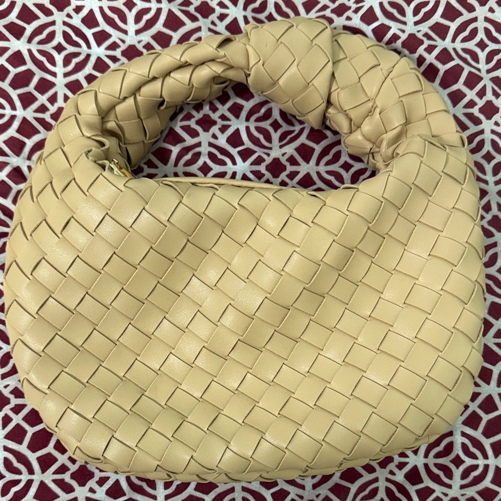 Elegant Woven Tan Handbag
